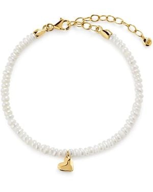 Monica Vinader Mini Pearl Heart Bracelet - White