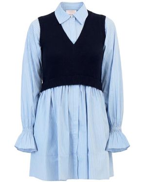 Cinq À Sept Patsy Striped Layered-Effect Mini Dress - Blue