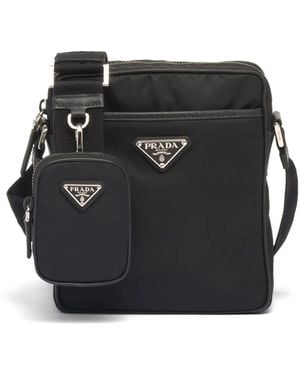 Prada Re-Nylon Saffiano Leather And Nylon Shoulder Bag - Black