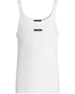 Dolce & Gabbana Ribbed Logo-Patch Vest - White