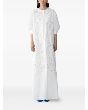Carolina Herrera Embroidered Button-Front Gown - White