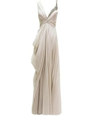 Gemy Maalouf Asymmetrical Draped Maxi Dress - Natural