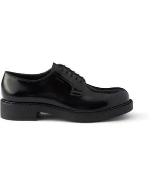 Prada Derby-Schuhe Aus Gebürstetem Leder - Schwarz