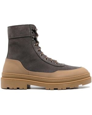 Brunello Cucinelli レースアップ レザーブーツ - ブラウン