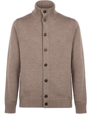 Slowear Button High-Neck Cardigan - Brown