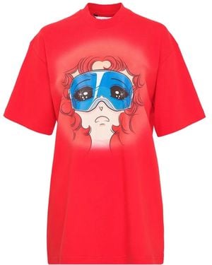 Pushbutton Graphic-Print T-Shirt - Red