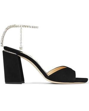 Jimmy Choo Saeda 85mm ビジューストラップ サンダル - ブラック