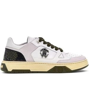 Roberto Cavalli Logo-Plaque Leather Sneakers - White