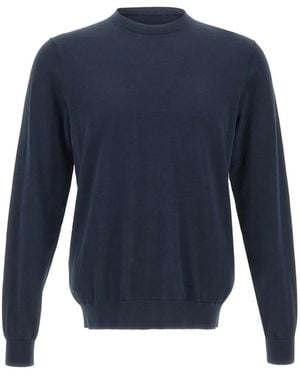 Diktat Geribbelde Sweater Met Ronde Hals - Blauw