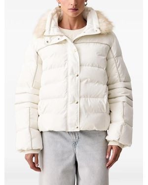 Liu Jo Quilted Down Jacket With Teddy Collar - Grey
