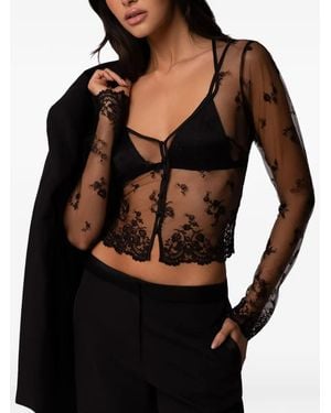 Kiki de Montparnasse Juliette Lace-Embroidered Top - Black