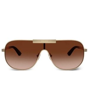 Versace Greca-Temple Pilot-Frame Sunglasses - Brown