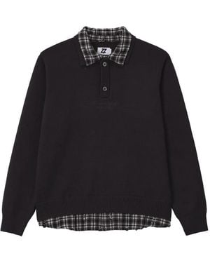 Izzue Jersey Con Cuello De Polo Y Efecto A Capas - Negro