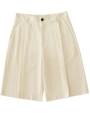 Studio Nicholson Fowld Pleat Herringbone Shorts - Natural