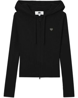 Chocoolate Ribbed Zip-Up Hoodie - Black