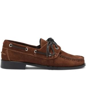 Aeyde Harris Lace-Up Suede Loafers - Brown
