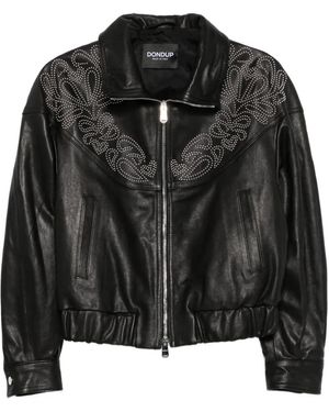 Dondup Embellished Leather Jacket - Black