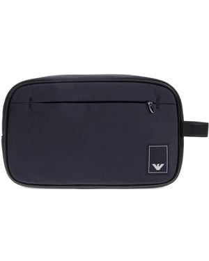 Emporio Armani Logo-patch Front-pocket Clutch - ブルー