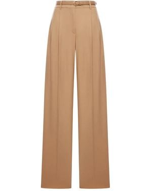 Max Mara Belted Wool Trousers - Natural