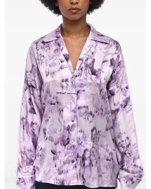 Off-White c/o Virgil Abloh Floral-Print Satin Shirt - Purple