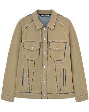 Palm Angels Logo-Patch Ripstop Denim Jacket - Green