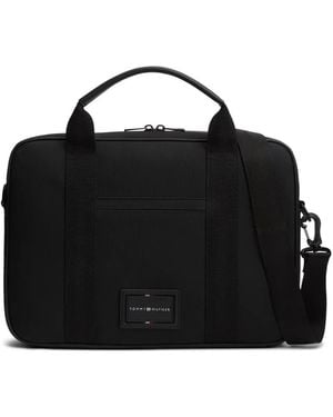 Tommy Hilfiger Logo-Patch Laptop Bag - Black