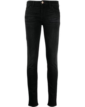 Emporio Armani Embroidered-Logo Jeans - Black