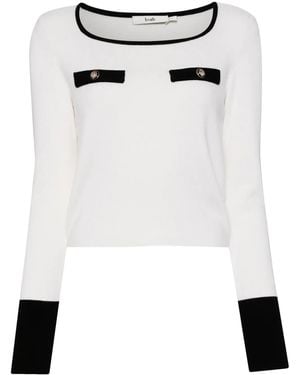 B+ AB Round-Neck Cropped Knitted Top - White