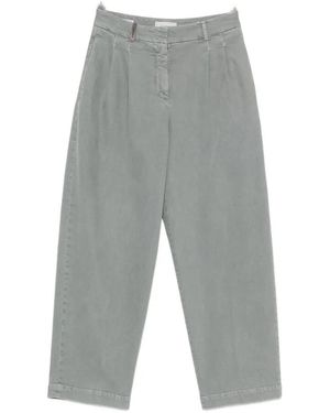 Peserico Pleated Straight-Leg Jeans - Gray
