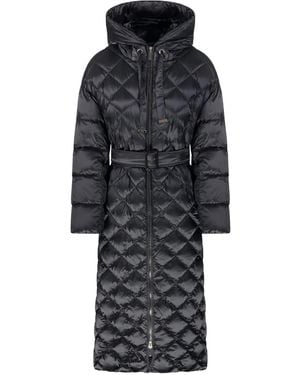 Max Mara Quilted Belted Coat - Black