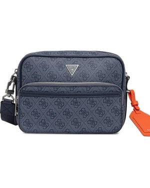 Guess Logo-Monogram Zip-Pocket Belt Bag - Blue