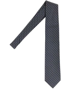 Brioni Patterned-Jacquard Silk Tie - Blue