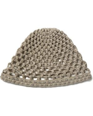 Peserico Crochet-Knit Beaded Beanie Hat - Natural