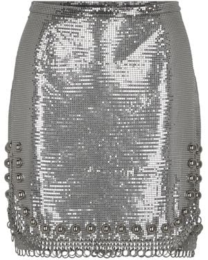 Rabanne Stud-Embellished Mini Skirt - Gray