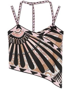PUCCI Soleil Print Silk Scarf Top - White
