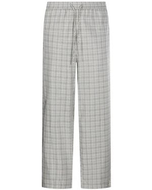 DUNST Drawstring Check Trousers - Grey