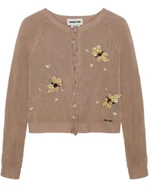 ShuShu/Tong Floral-Embellishment Cardigan - Natural