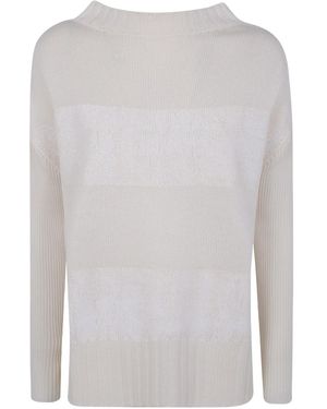 Pierantoniogaspari Gerippter Pullover mit Querstreifen - Weiß