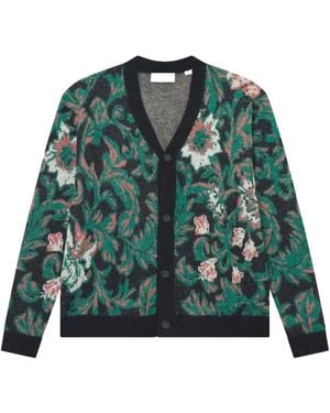 Les Deux Alex Cardigan mit Jacquard-Blumenmuster - Grün
