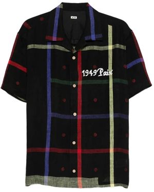 KHOKI Plaid Text Shirt - Black