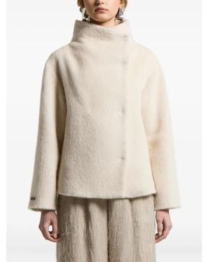 Peserico Cappotto Con Collo Alto E Chiusura Asimmetrica - Bianco