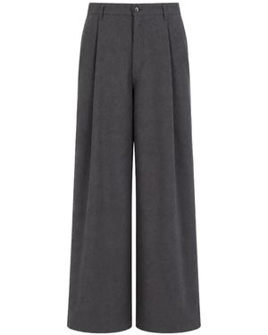 Societe Anonyme St. Andrew Pleated Wide-Leg Deadstock Cotton Trousers - Grey