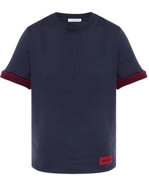 Moncler Contrasting-Trim T-Shirt - Blue