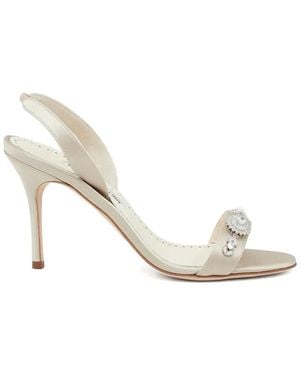 Manolo Blahnik Lamisan Embellished Sandals - White