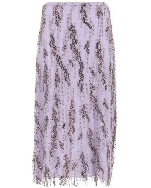 STAUD Aviva Sequin-Embellished Midi Skirt - Purple