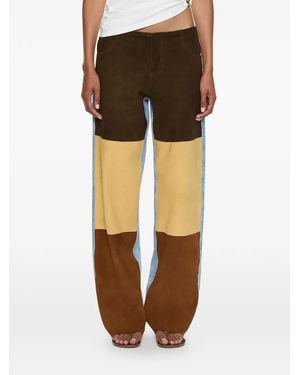 Christopher Esber Suede-Panelled Denim Pants - Brown