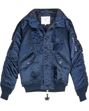 Cecilie Bahnsen Floral Patch Bomber Jacket - Blue