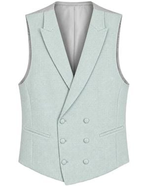 ETIEM TEXTIL S.L. Double-Breasted Micro-Check Waistcoat - Blue