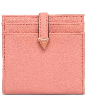 Guess Logo-Plaque Pebbled Wallet - Pink