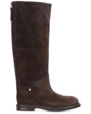 Poeve Rear-Zip Suede Boots - Brown